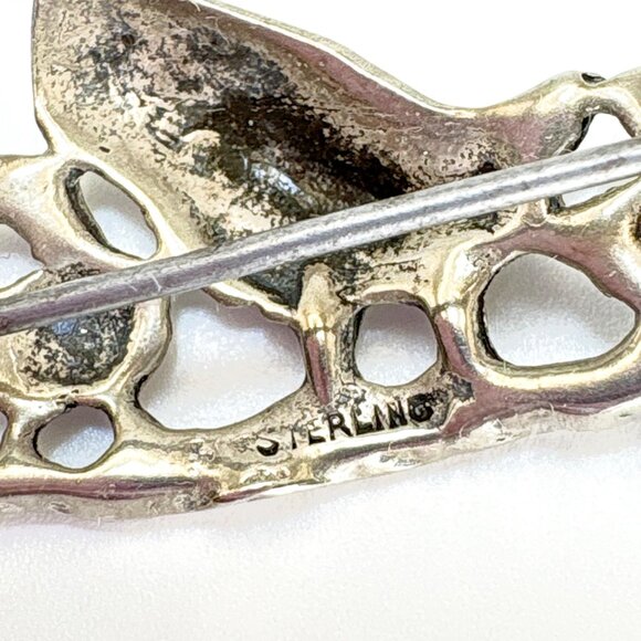 VTG Sterling Silver 925 Duck and Ducklings Brooch Pin Size 1.75" Length - Picture 6 of 10